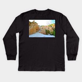 View at the Lame Rosse with rugged features, greenery and gravel Kids Long Sleeve T-Shirt